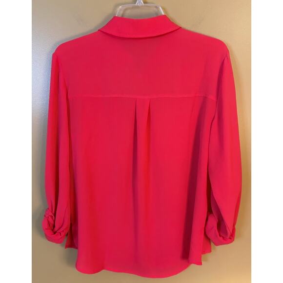 Michael Kors Coral Roll Tab Long Sleeve 1/2 Zip Blouse Size Medium - Picture 5 of 7